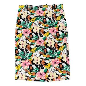 Lane Bryant Floral Skirt Women 14 Stretch Midi Curve Resort Statement Silhouette